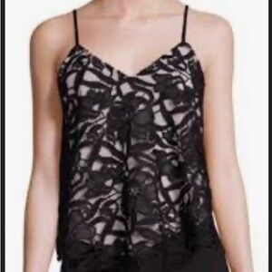 Alice + Olivia Black Lace Camisole Top Sz M